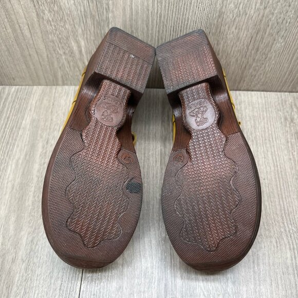 Venus Mary Jane Platform Shoes Womens 37 Adjustable Strap Cut Out Leather Yellow - Picture 12 of 12